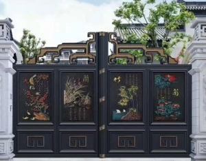 梅蘭竹菊電動豪華鋁藝大門安裝